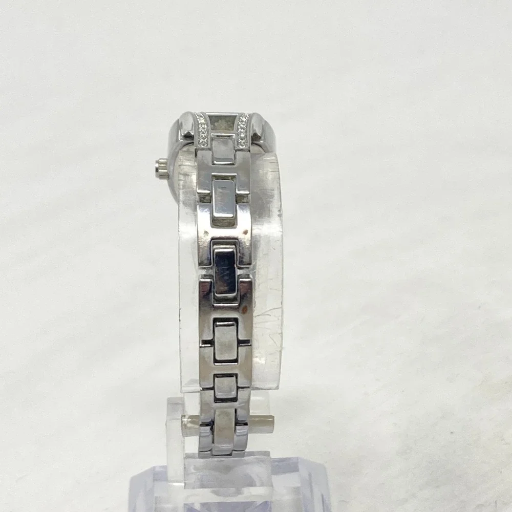 Armitron Watch Women 18mm Silver Tone Crystals Bling MOP Dial New Battery 6.5